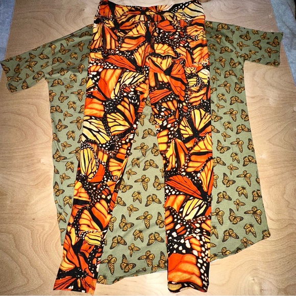 LuLaRoe XL Monarch Butterfly Irma Top and TC Leggings Set New Without Tags - Picture 7 of 8